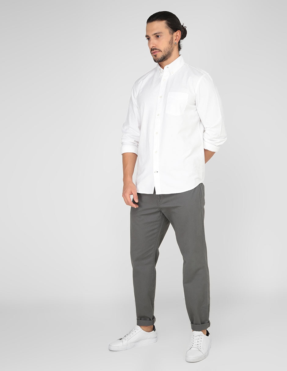 Camisa casual de algodón manga larga para hombre