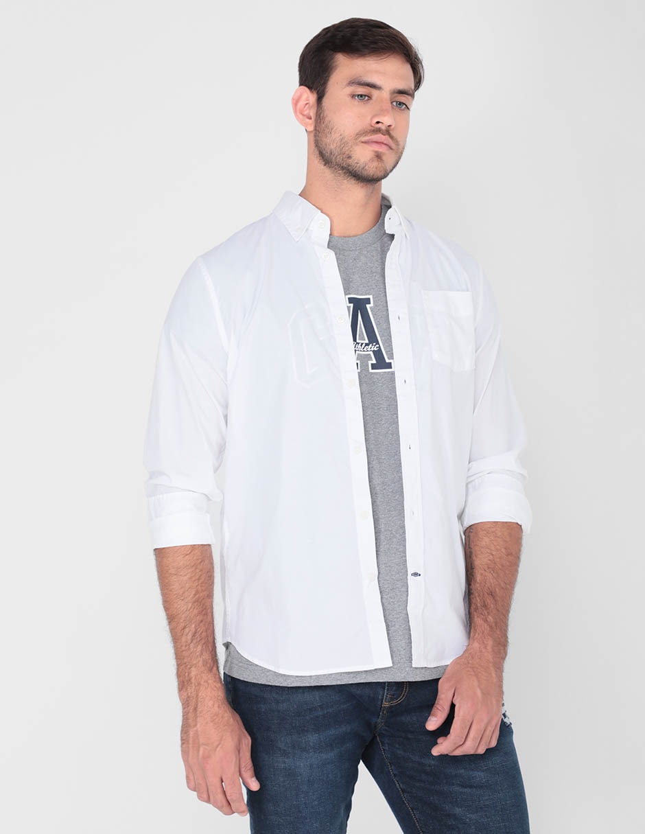 Camisa casual de algodón manga larga para hombre