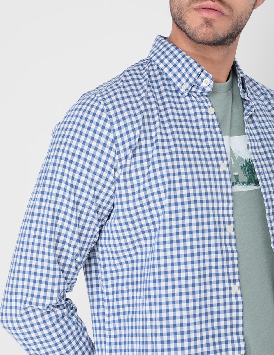 Camisa casual de algodón manga larga para hombre