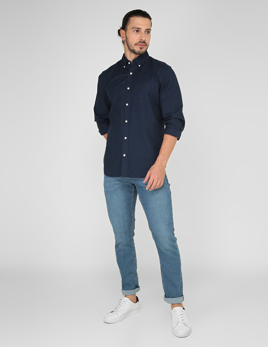 Camisa casual de algodón manga larga para hombre