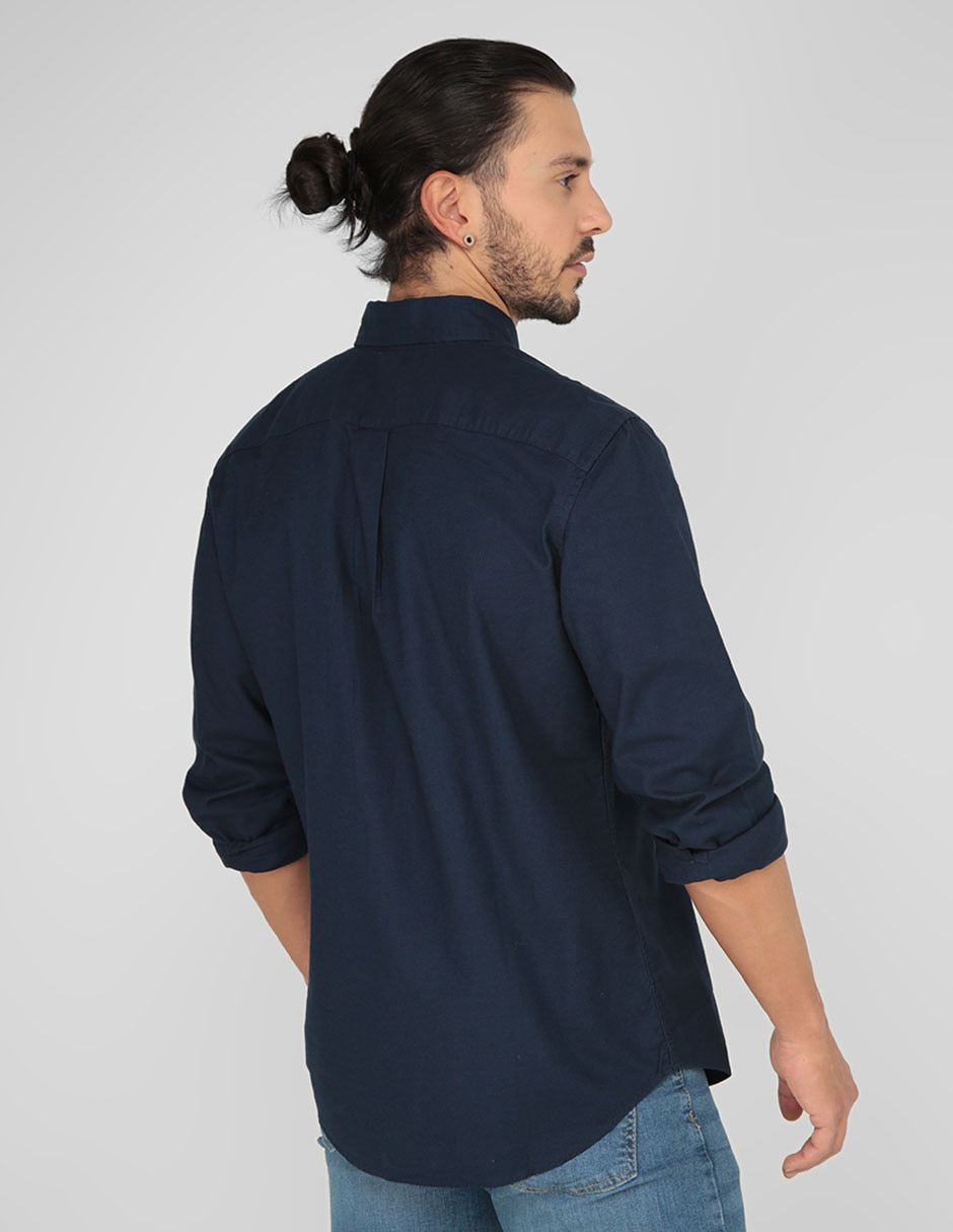 Camisa casual de algodón manga larga para hombre
