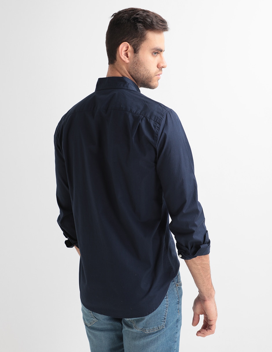 Camisa casual de algodón manga larga para hombre