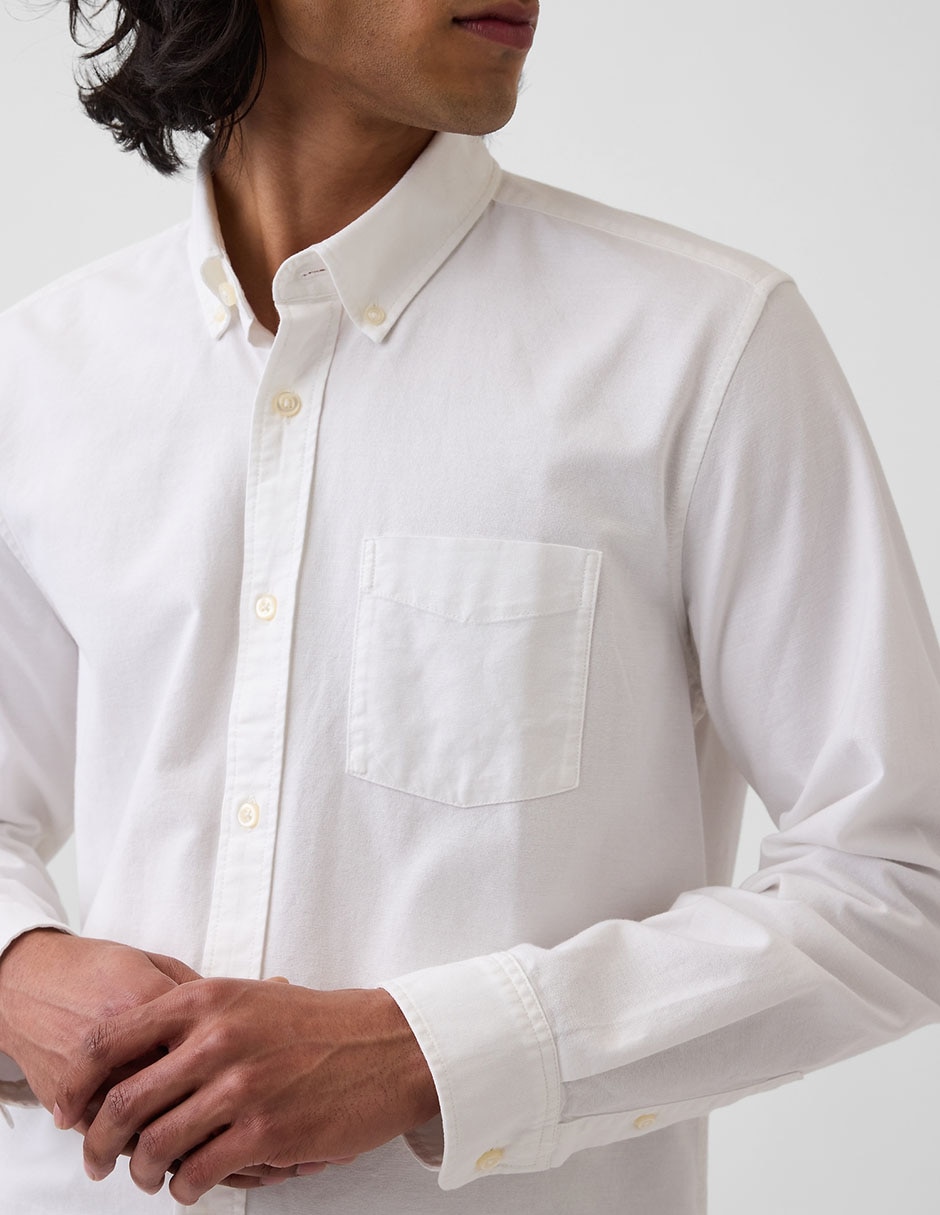 Camisa casual de algodón manga larga para hombre
