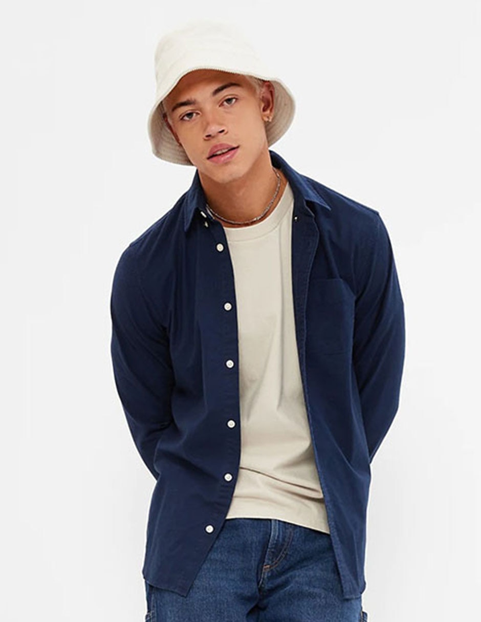 Camisa casual de algodón manga larga para hombre Camisa casual de algodón manga larga para hombre
