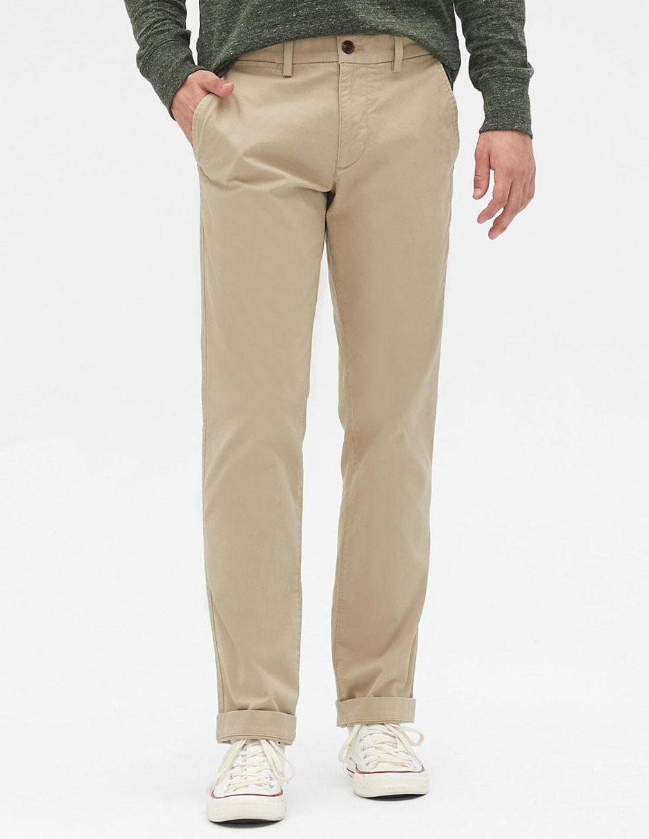 Pantalón chino recto de algodón para hombre