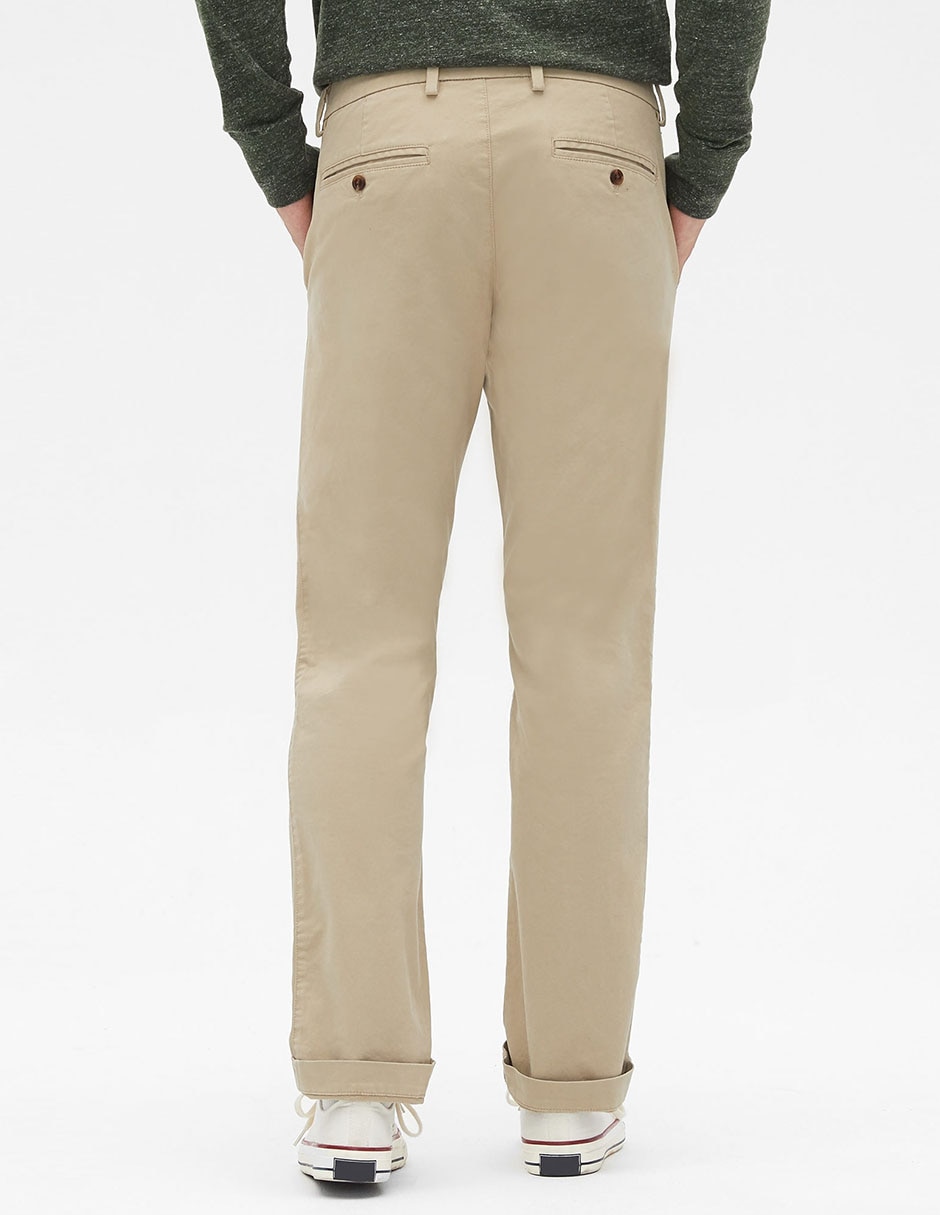 Pantalón chino recto de algodón para hombre