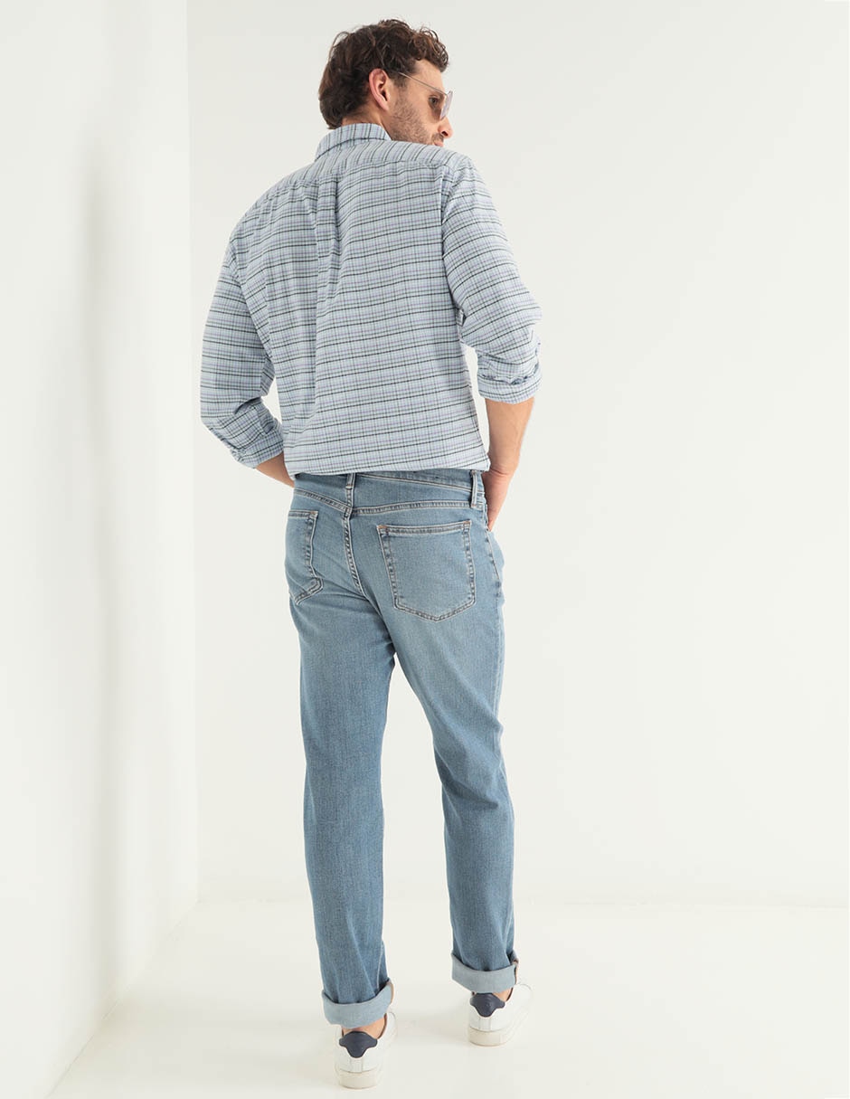 Jeans Slim Lavado Claro Para Hombre