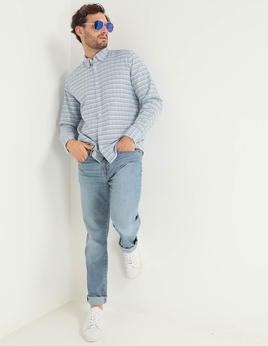 Jeans Slim Lavado Claro Para Hombre