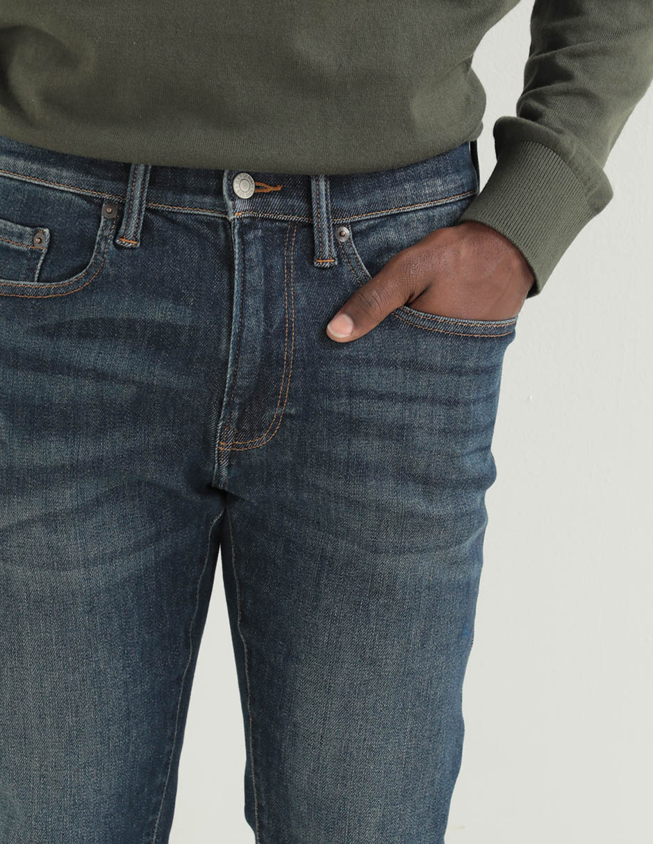 Jeans skinny lavado whisker para hombre