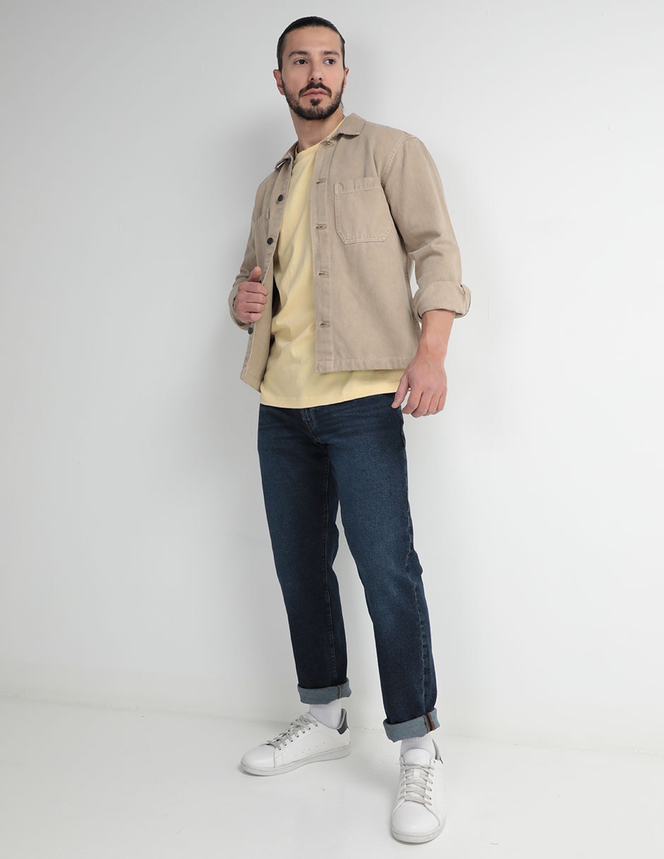 Jeans straight lavado obscuro para hombre