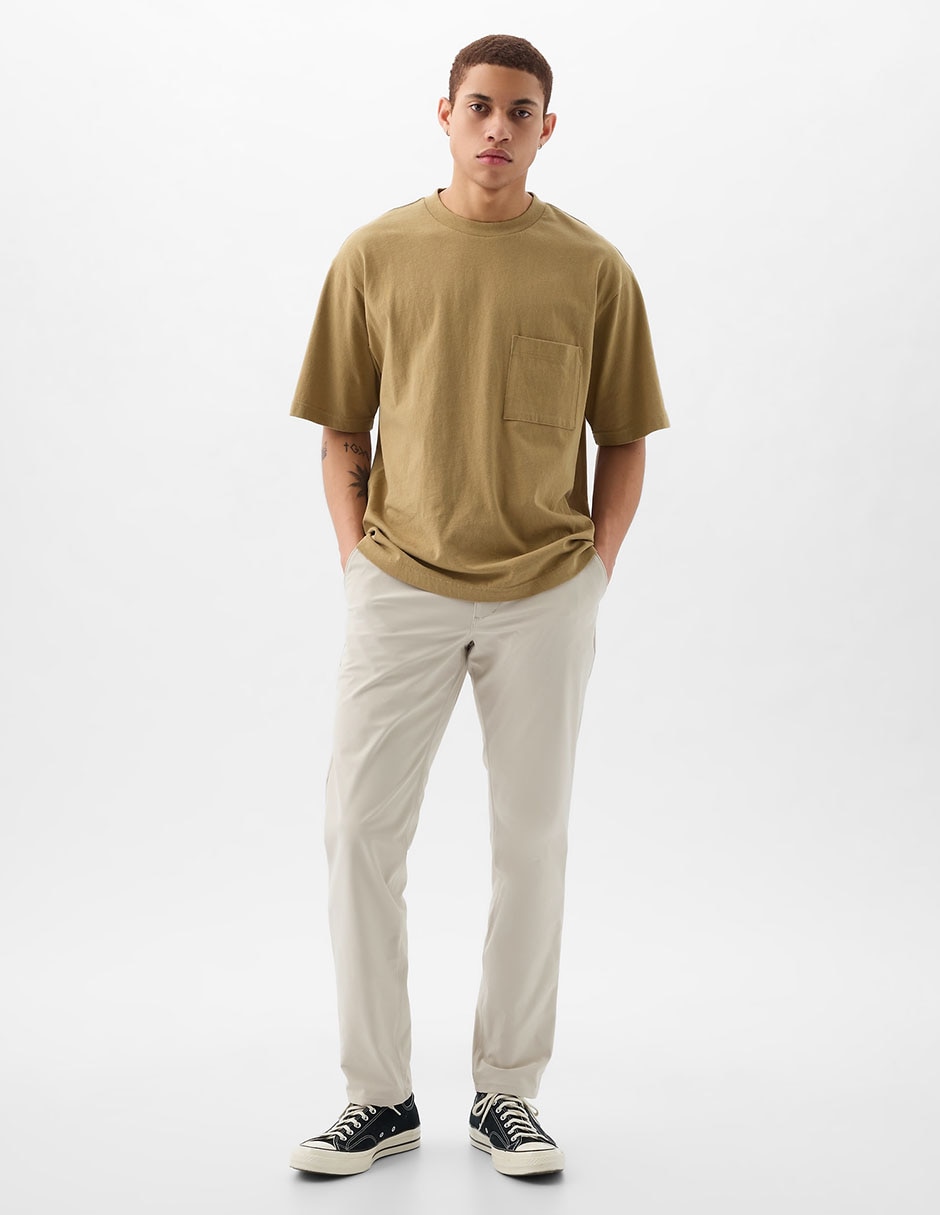 Pantalón cargo chino slim de gabardina para hombre 4