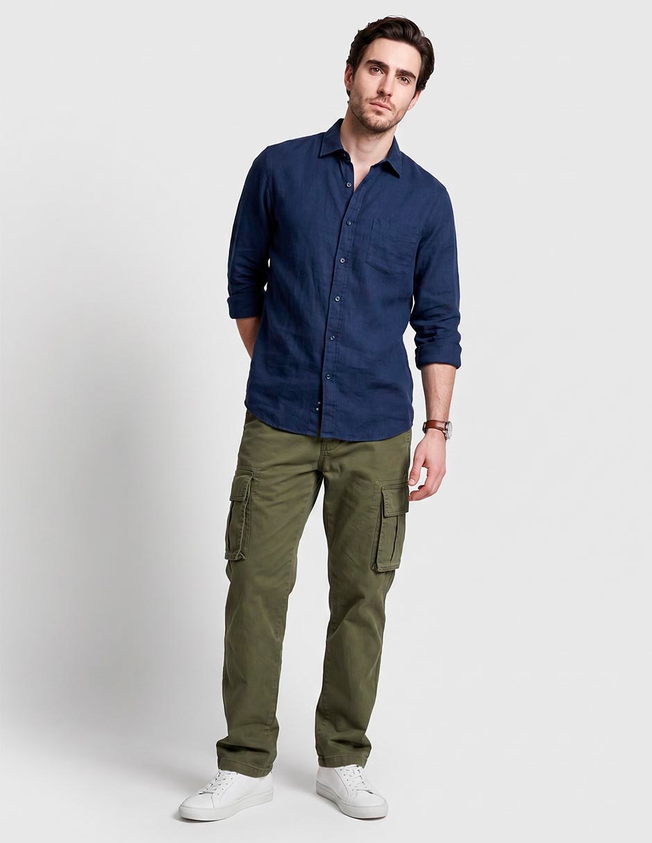 Pantalón cargo recto de algodón para hombre