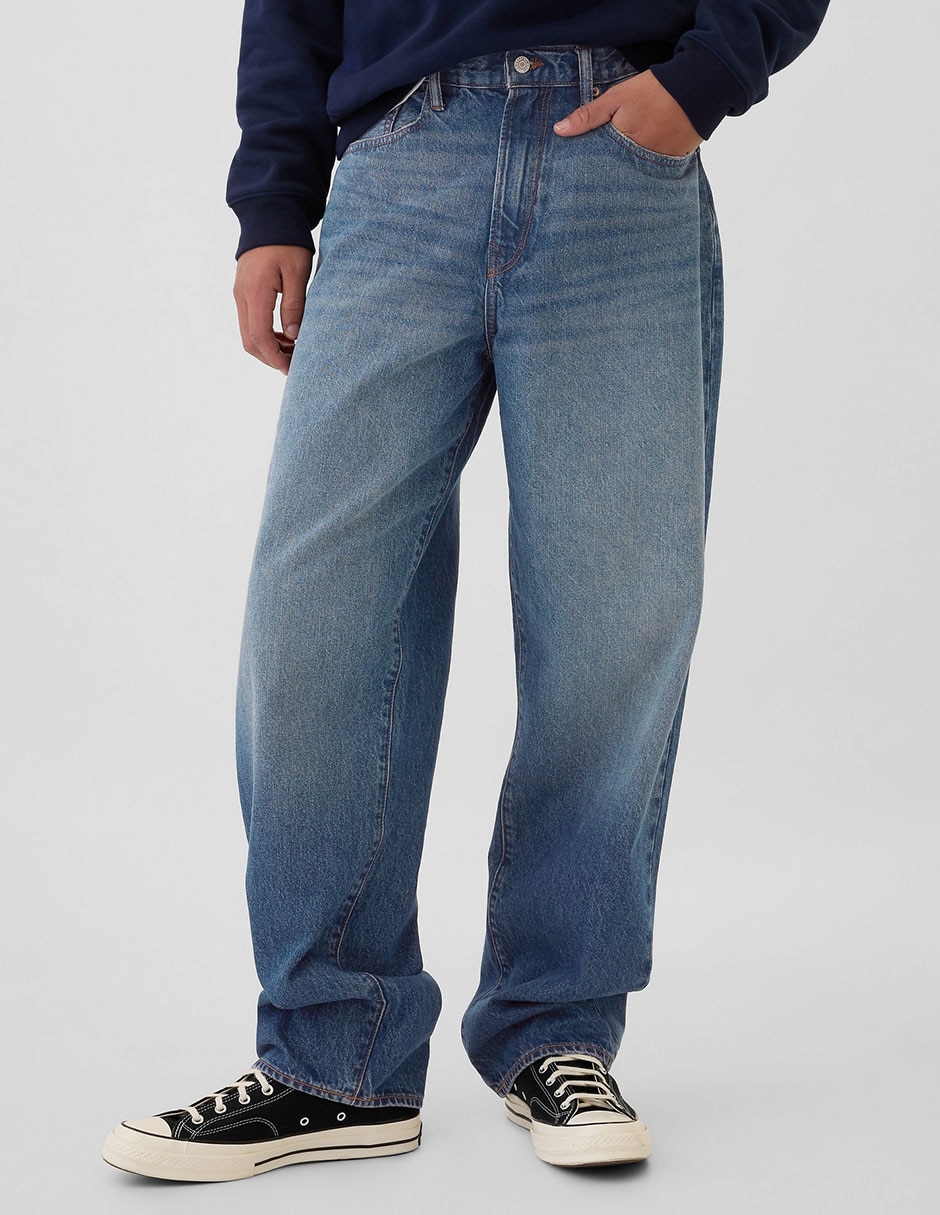 Jeans relaxed amplio lavado medio para hombre