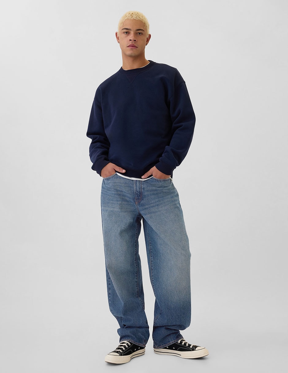 Jeans relaxed amplio lavado medio para hombre 3