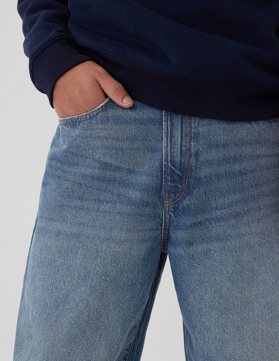 Jeans relaxed amplio lavado medio para hombre 5