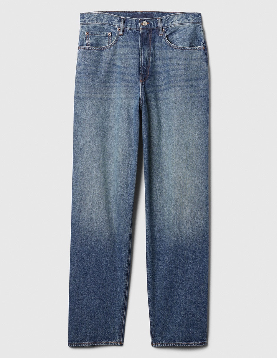Jeans relaxed amplio lavado medio para hombre 6