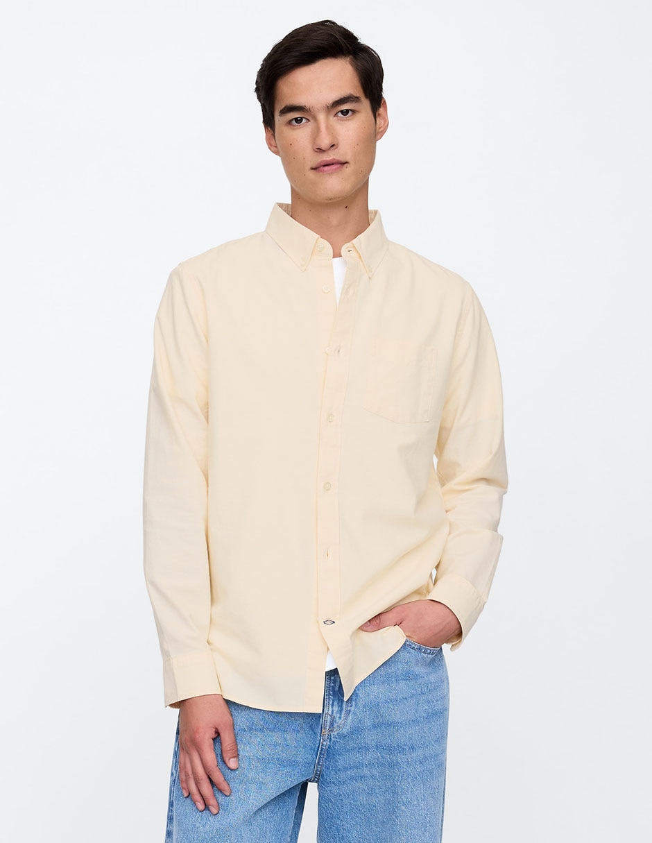 Camisa casual de algodón manga larga para hombre Camisa casual de algodón manga larga para hombre