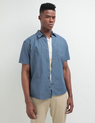 Camisa casual de algodón manga corta para hombre