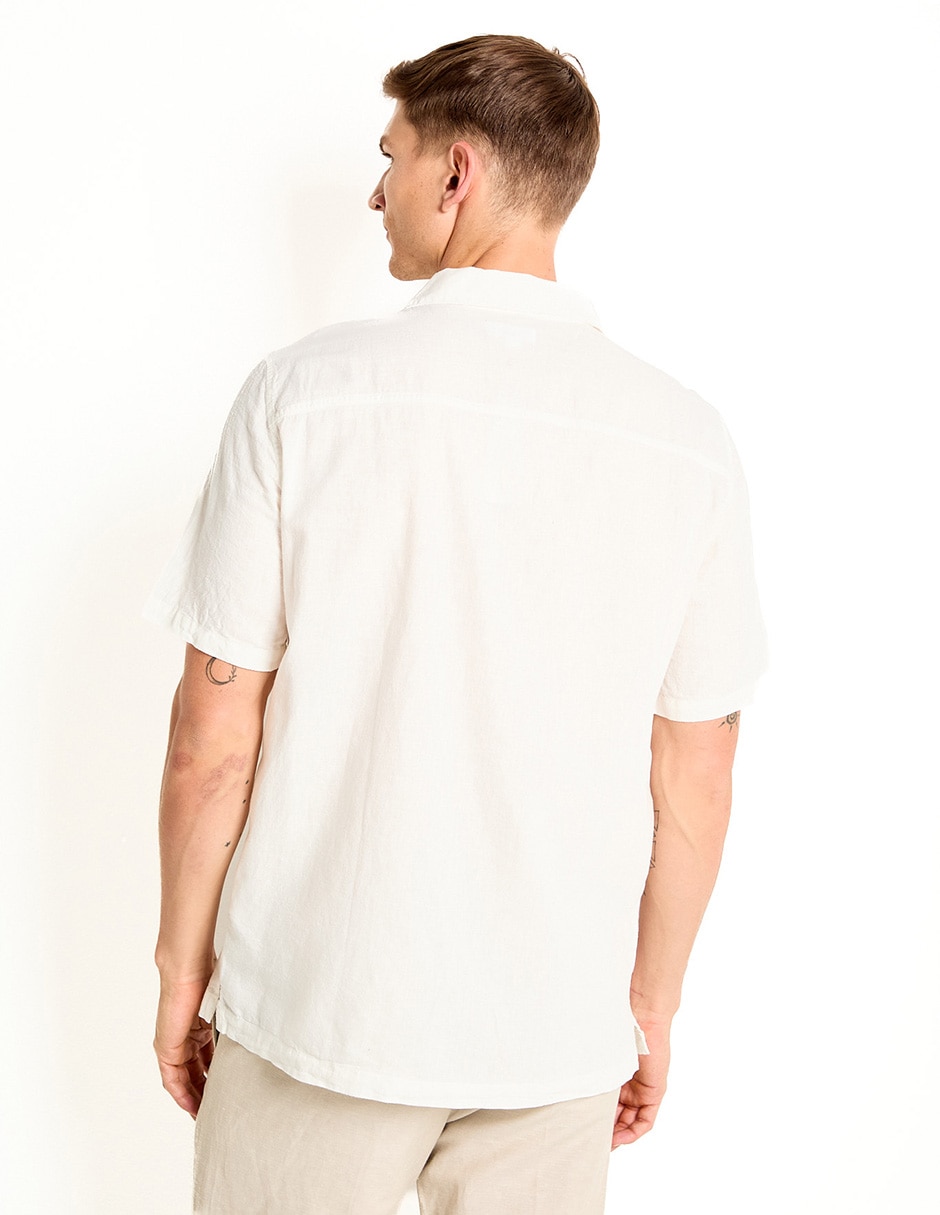 Camisa casual de algodón manga corta para hombre