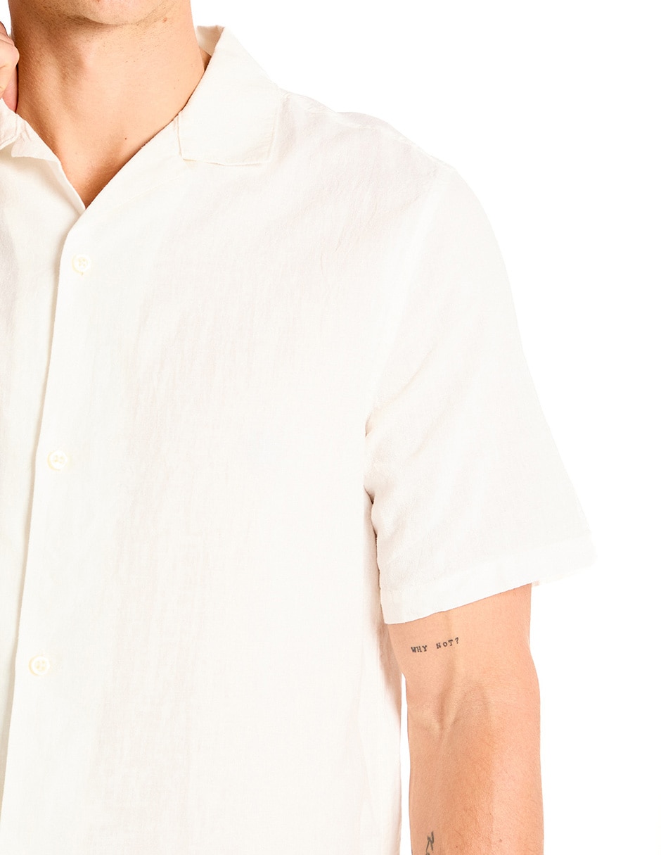 Camisa casual de algodón manga corta para hombre