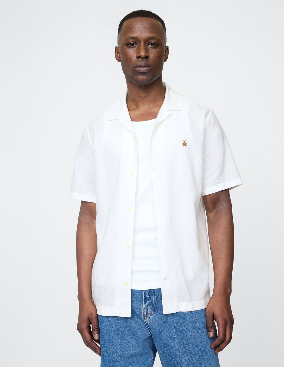 Camisa casual de lino manga corta para hombre
