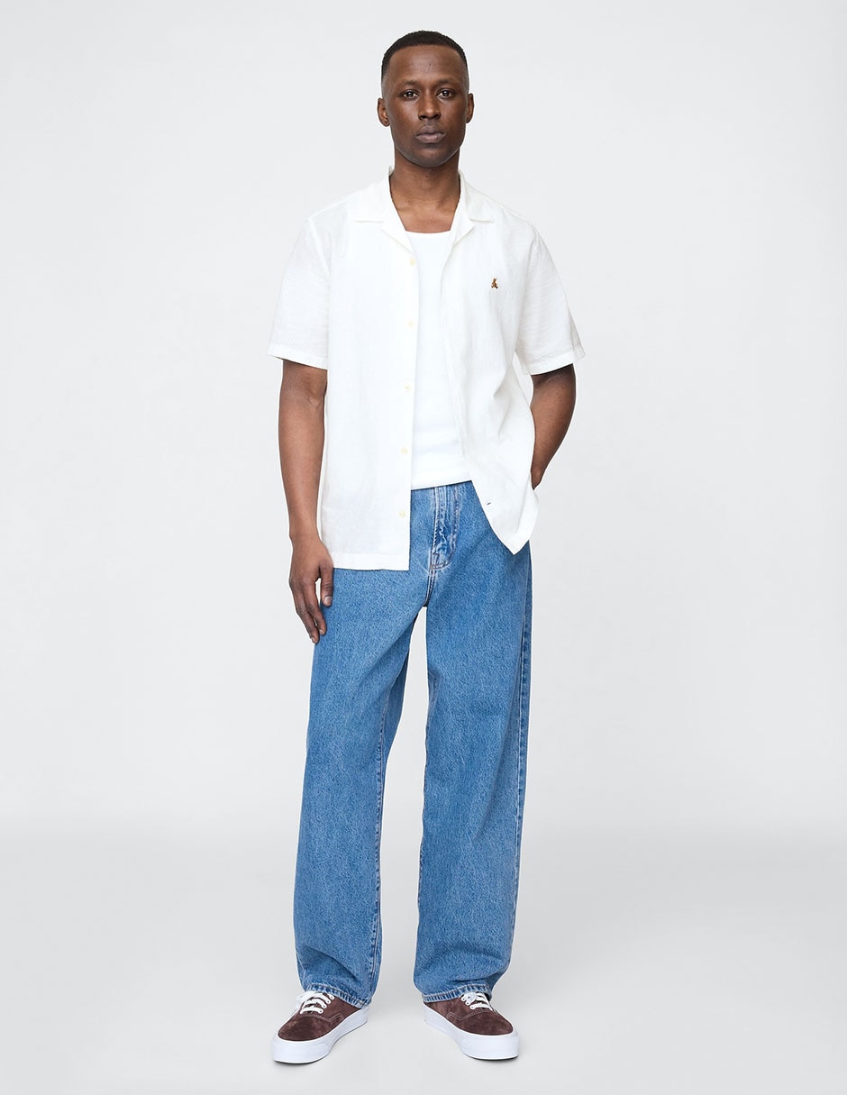 Camisa casual de lino manga corta para hombre