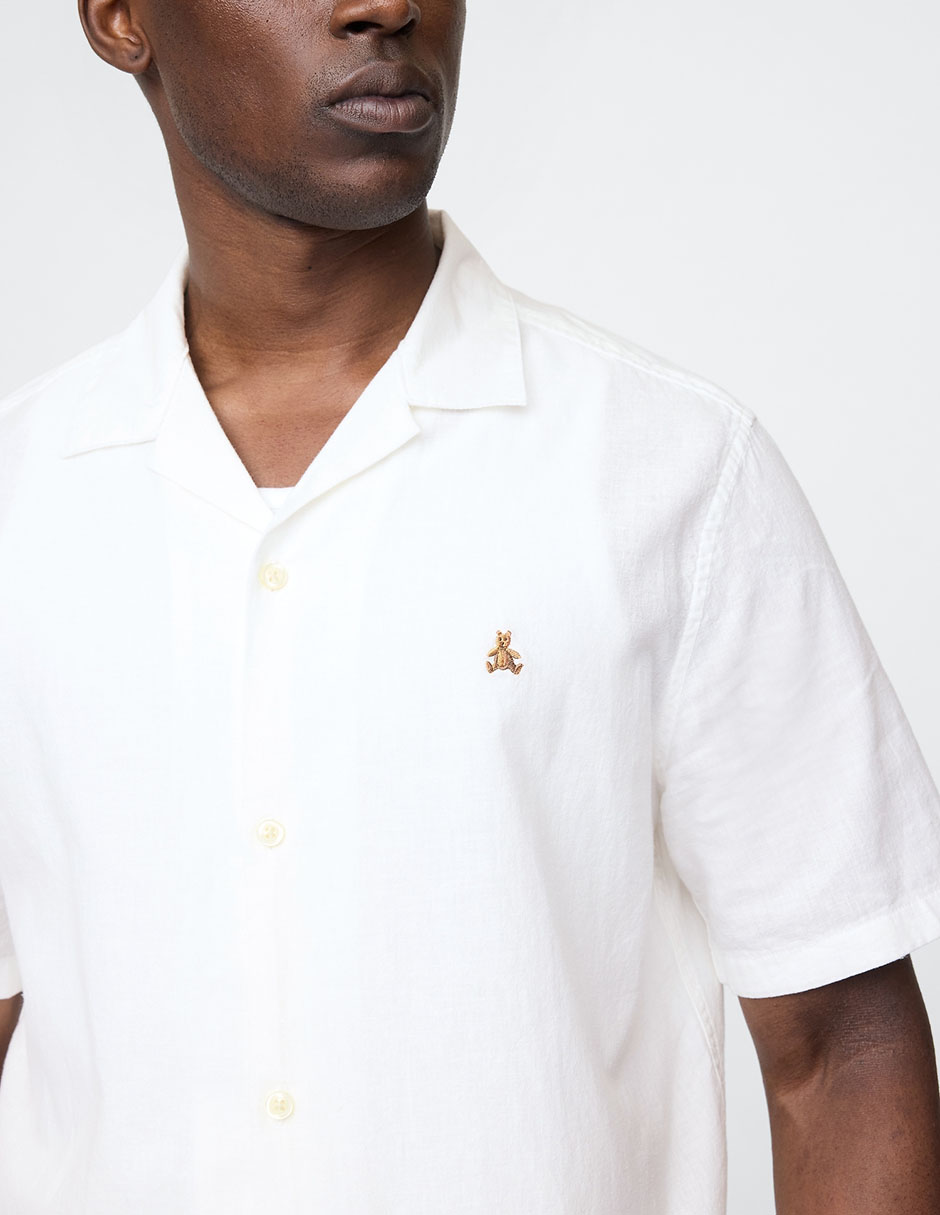 Camisa casual de lino manga corta para hombre