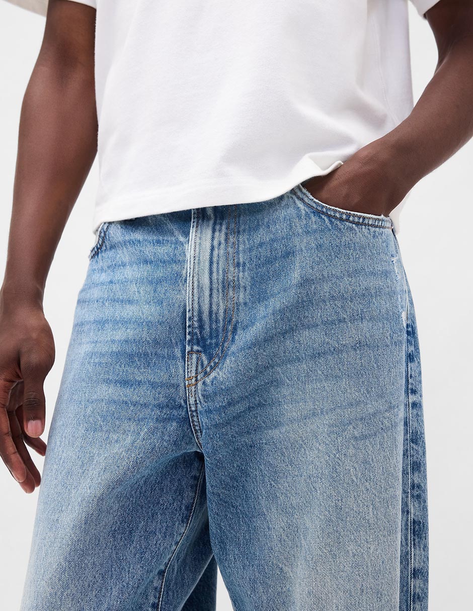 Jeans baggy deslavado para hombre
