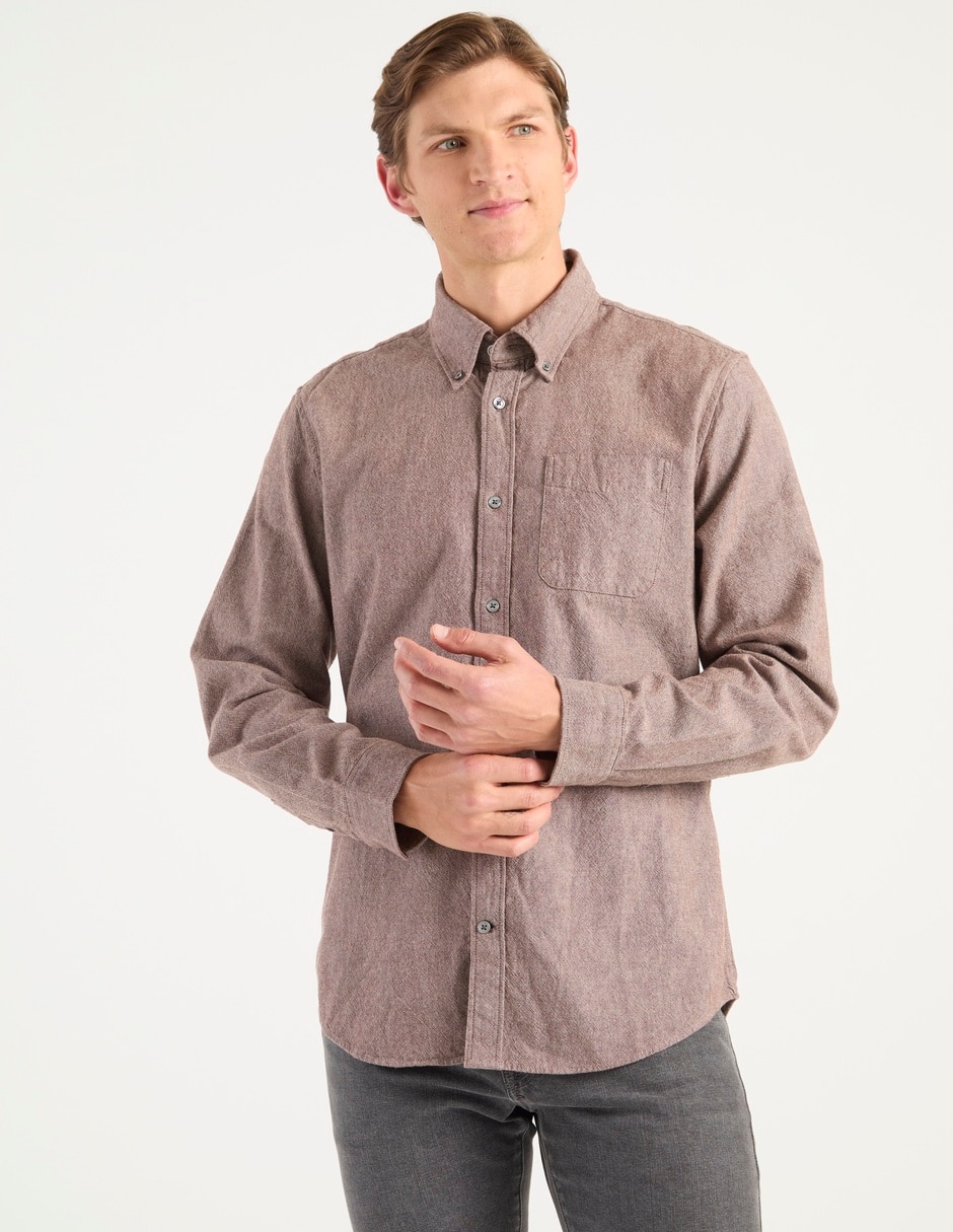 Camisa casual de algodón manga larga para hombre