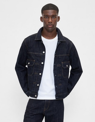 Chamarra denim de mezclilla con bolsillos para hombre Chamarra denim de mezclilla con bolsillos para hombre
