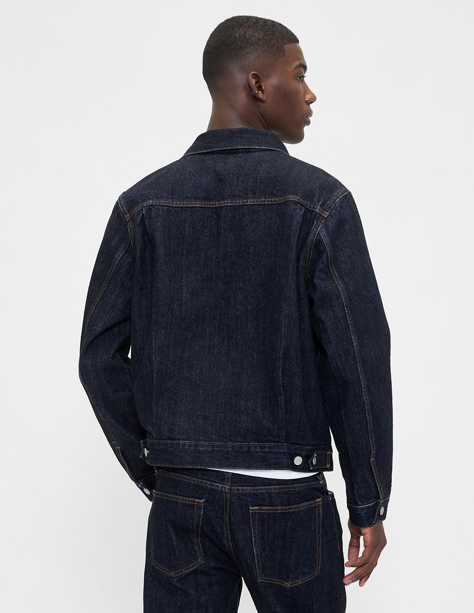 Chamarra denim de mezclilla con bolsillos para hombre