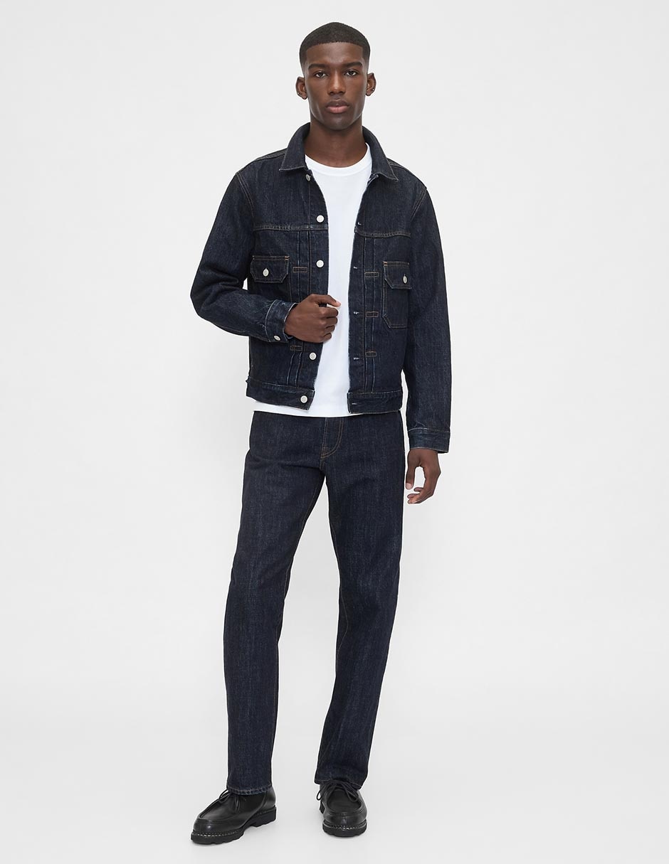 Chamarra denim de mezclilla con bolsillos para hombre