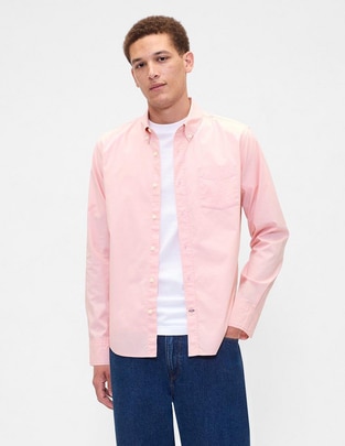 Camisa casual de algodón manga larga para hombre