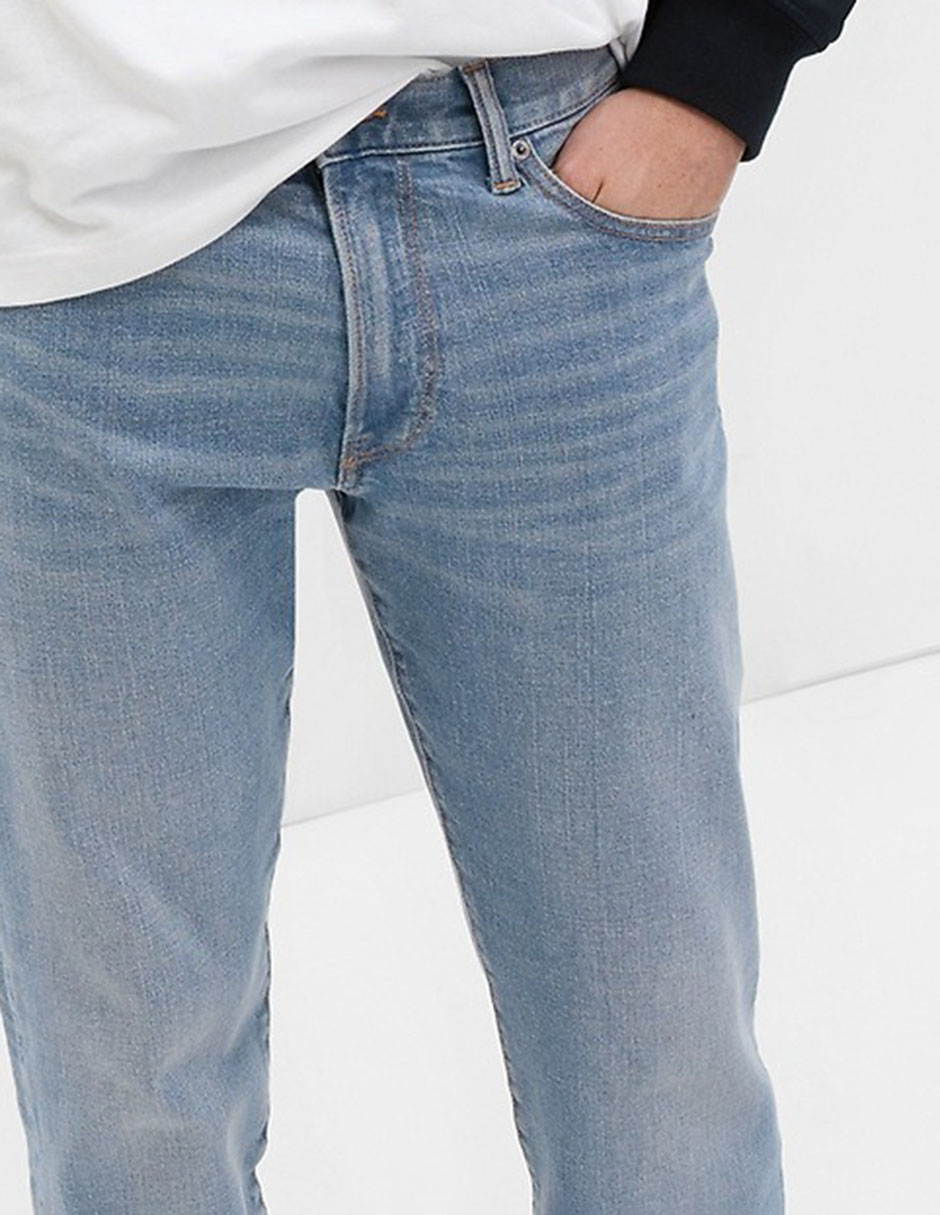 Jeans straight lavado stone wash para hombre