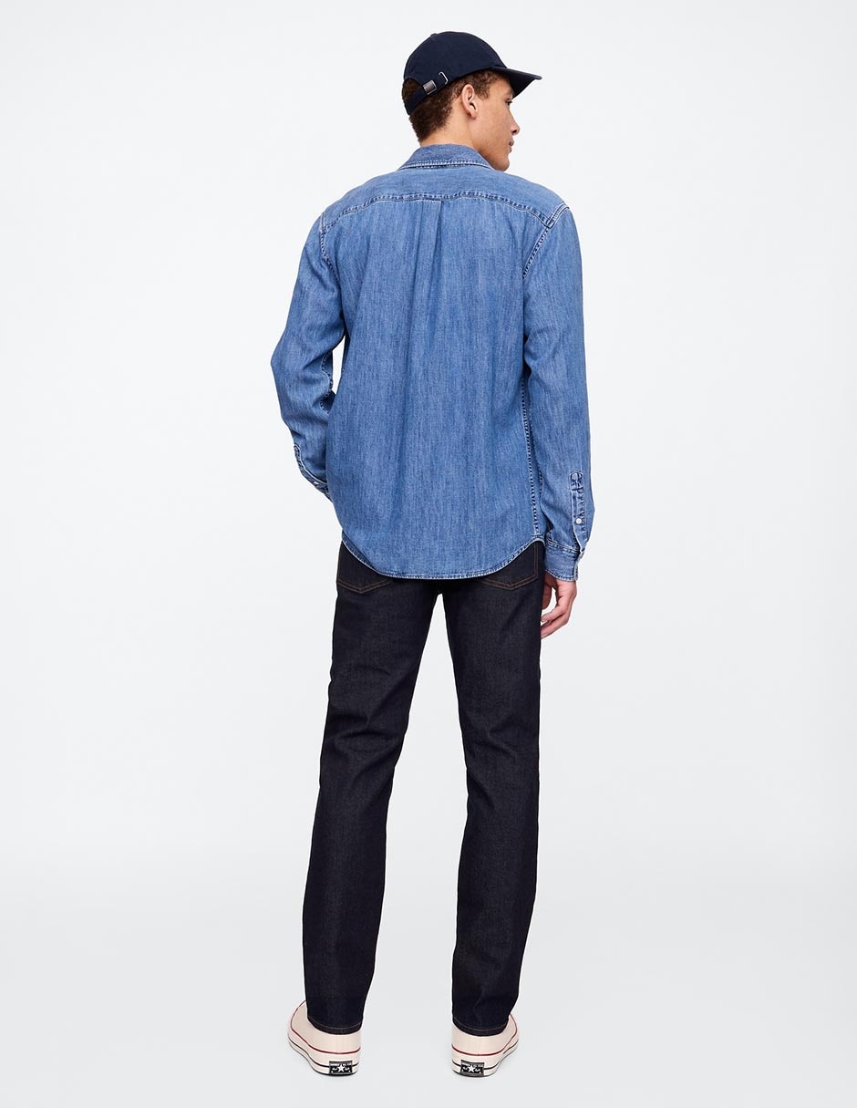 Jeans straight lavado obscuro para hombre 5