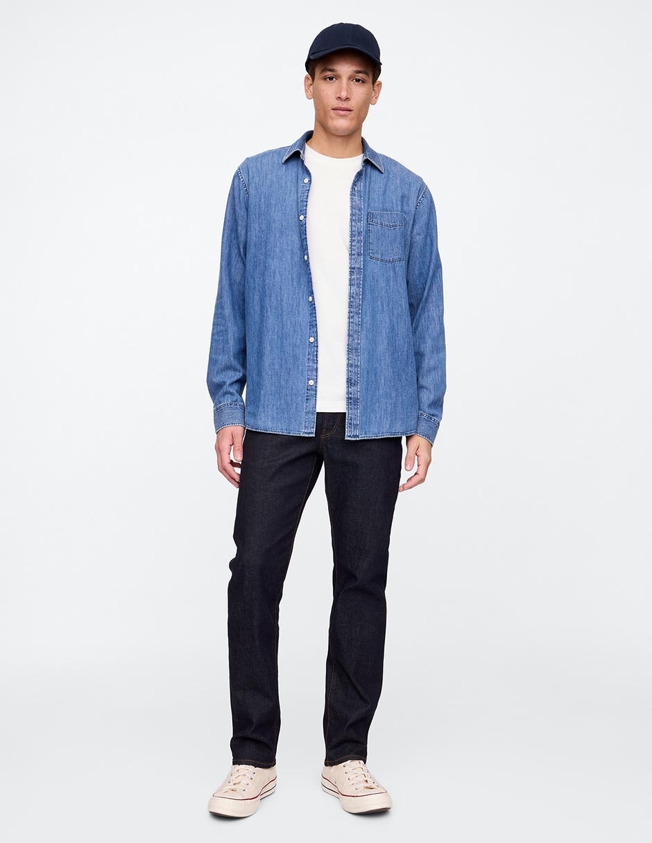 Jeans straight lavado obscuro para hombre