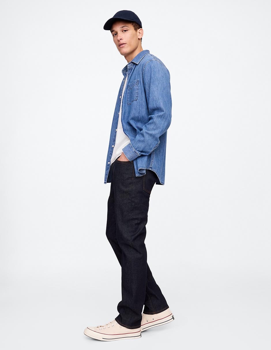 Jeans straight lavado obscuro para hombre