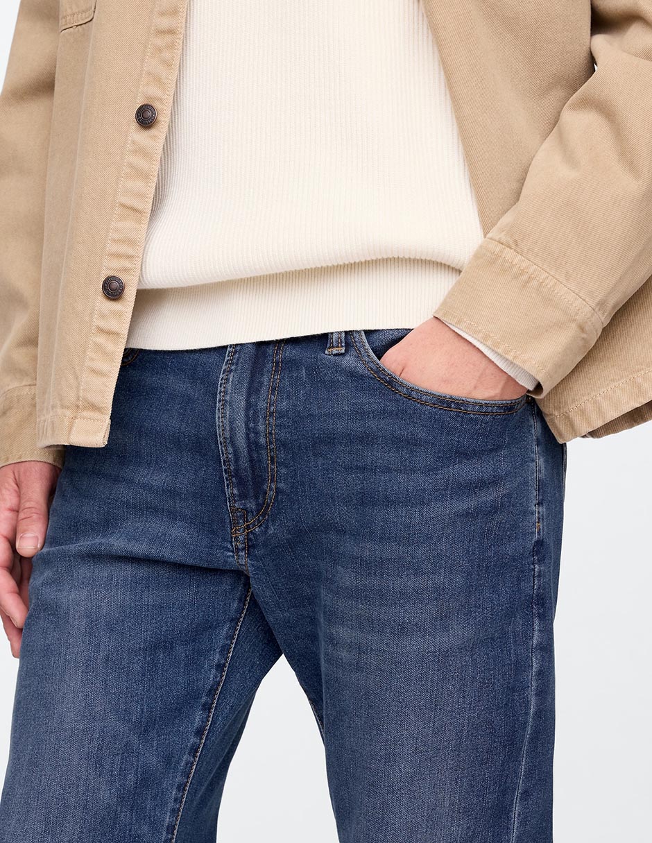 Jeans straight deslavado para hombre