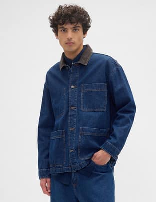 Chamarra denim con bolsillos para hombre