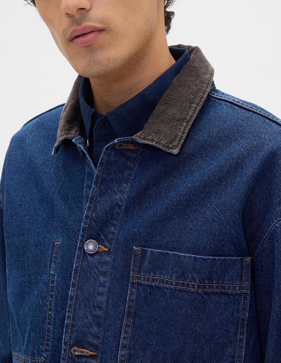 Chamarra denim con bolsillos para hombre 4