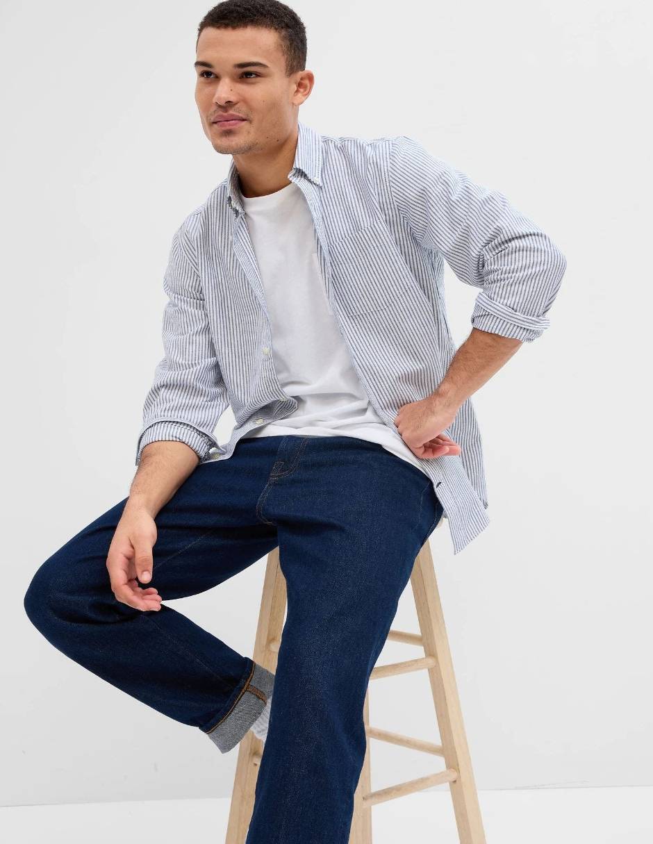 Camisa casual de algodón manga larga para hombre