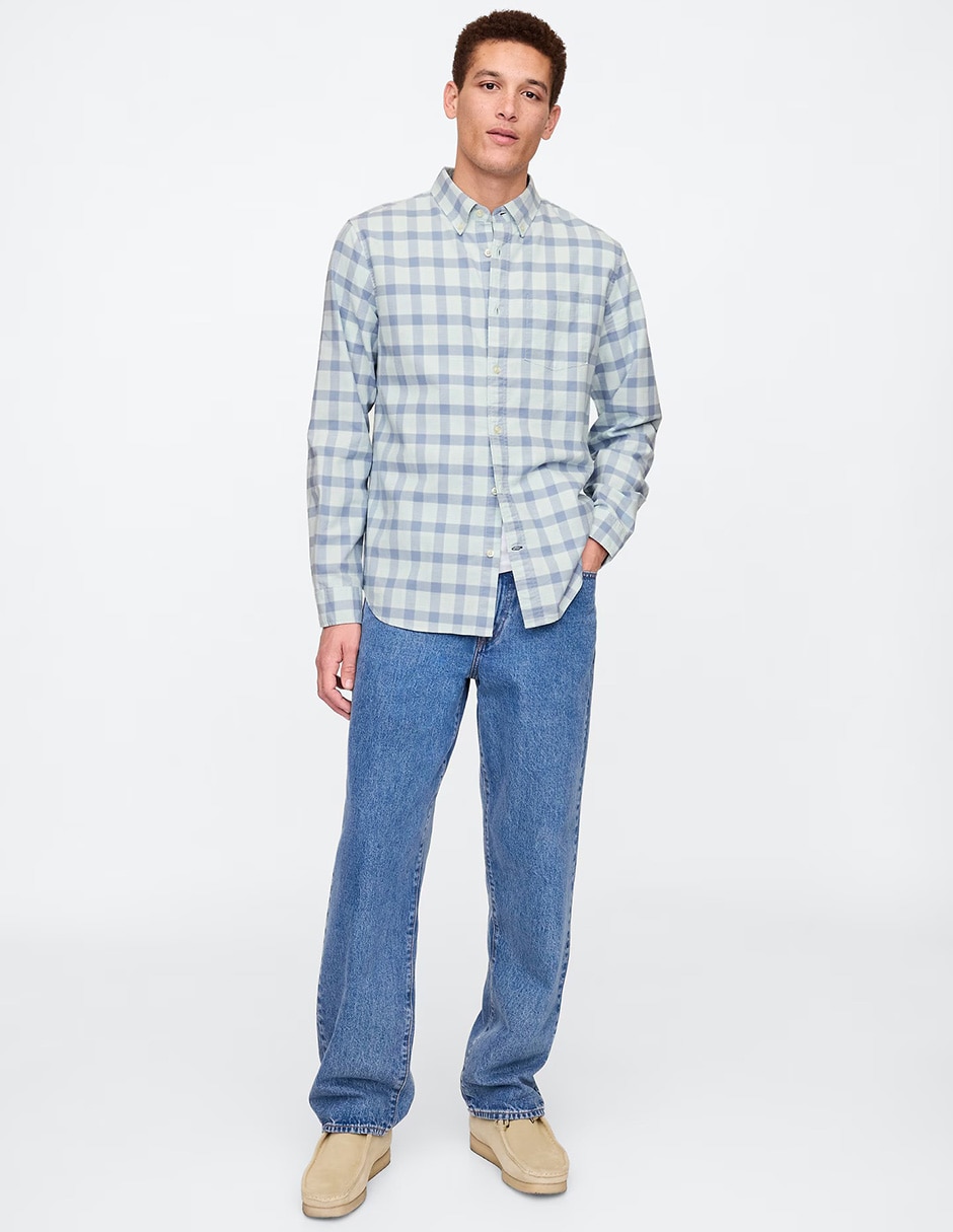 Camisa casual de algodón manga larga para hombre