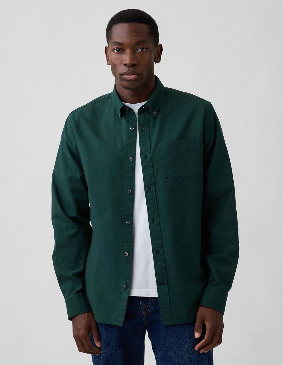 Sobrecamisa casual de algodón manga larga para hombre