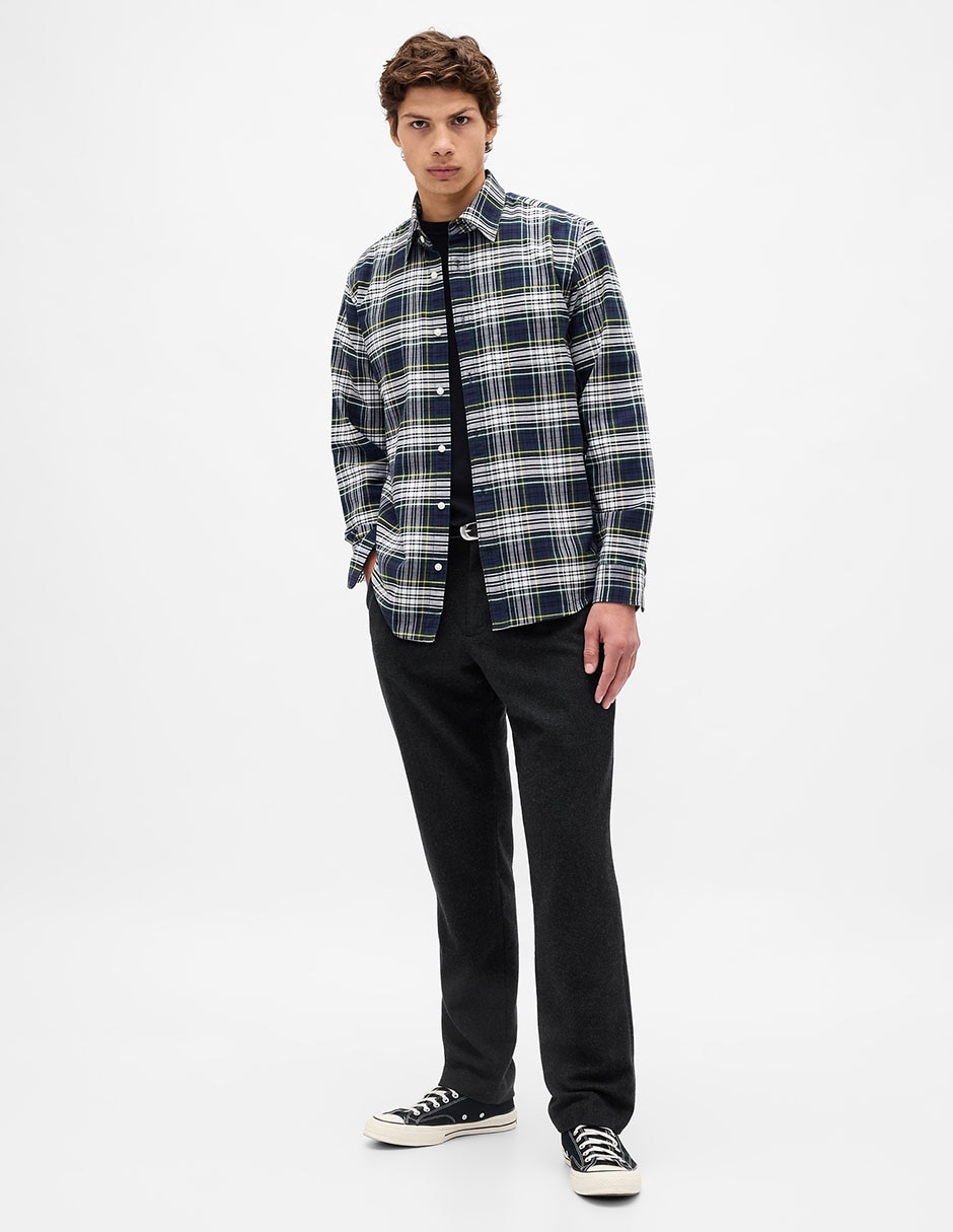 Pantalón business casual recto de lana para hombre