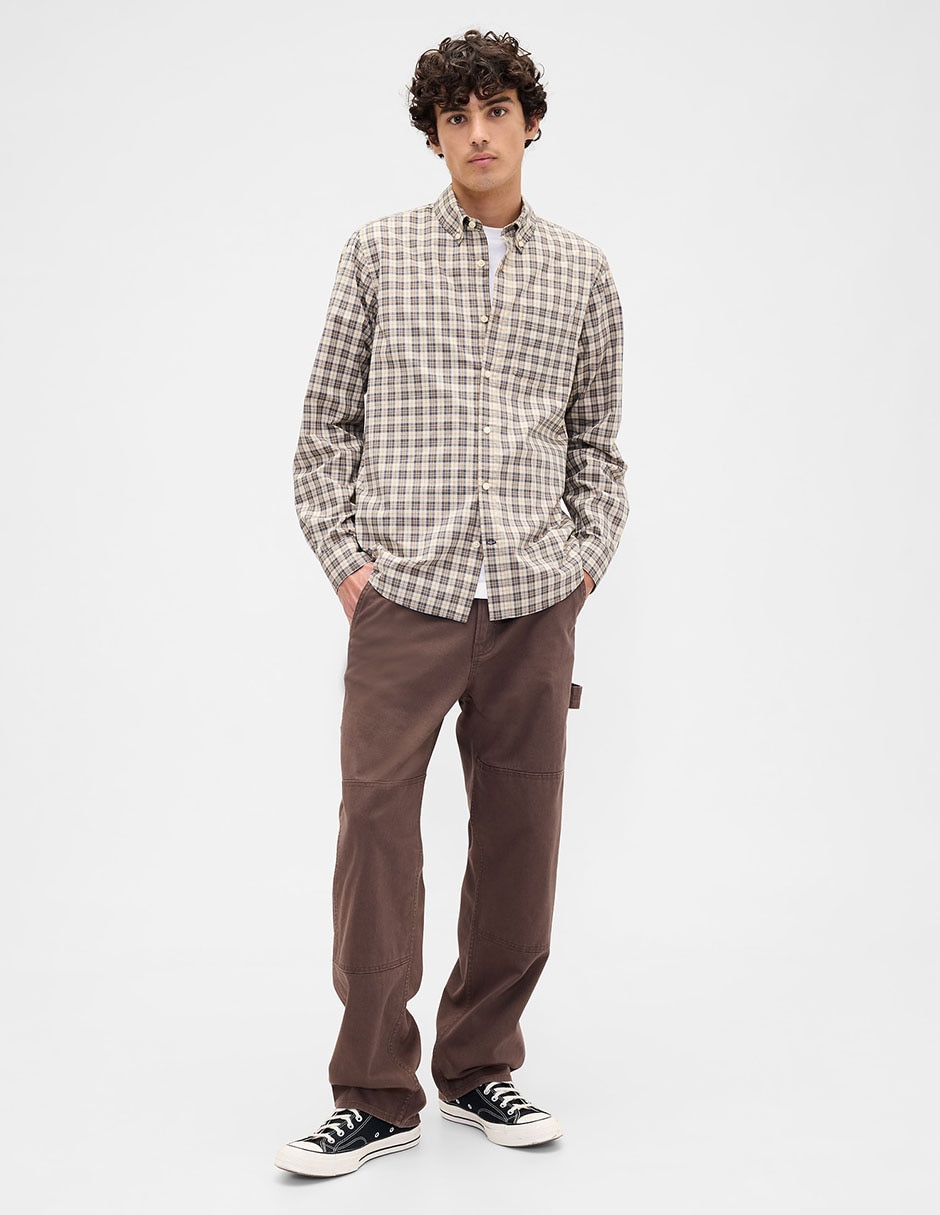 Camisa casual de algodón manga larga para hombre