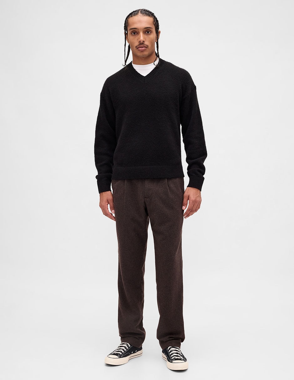 Pantalón business casual recto de lana para hombre