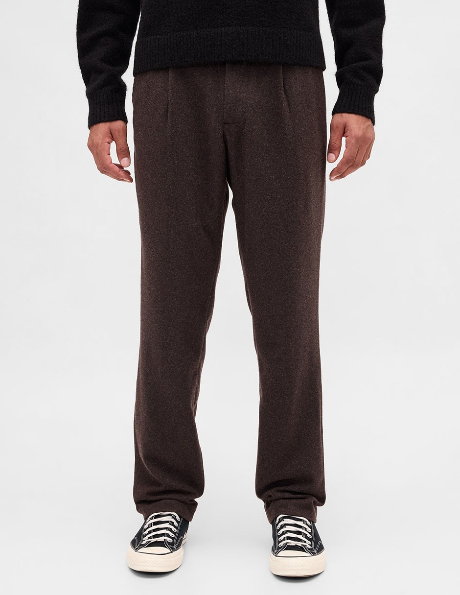 Pantalón business casual recto de lana para hombre