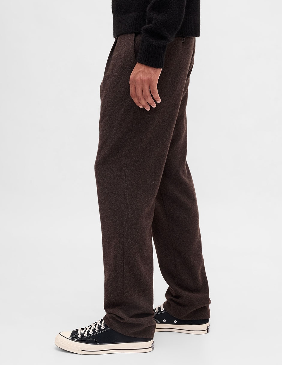 Pantalón business casual recto de lana para hombre