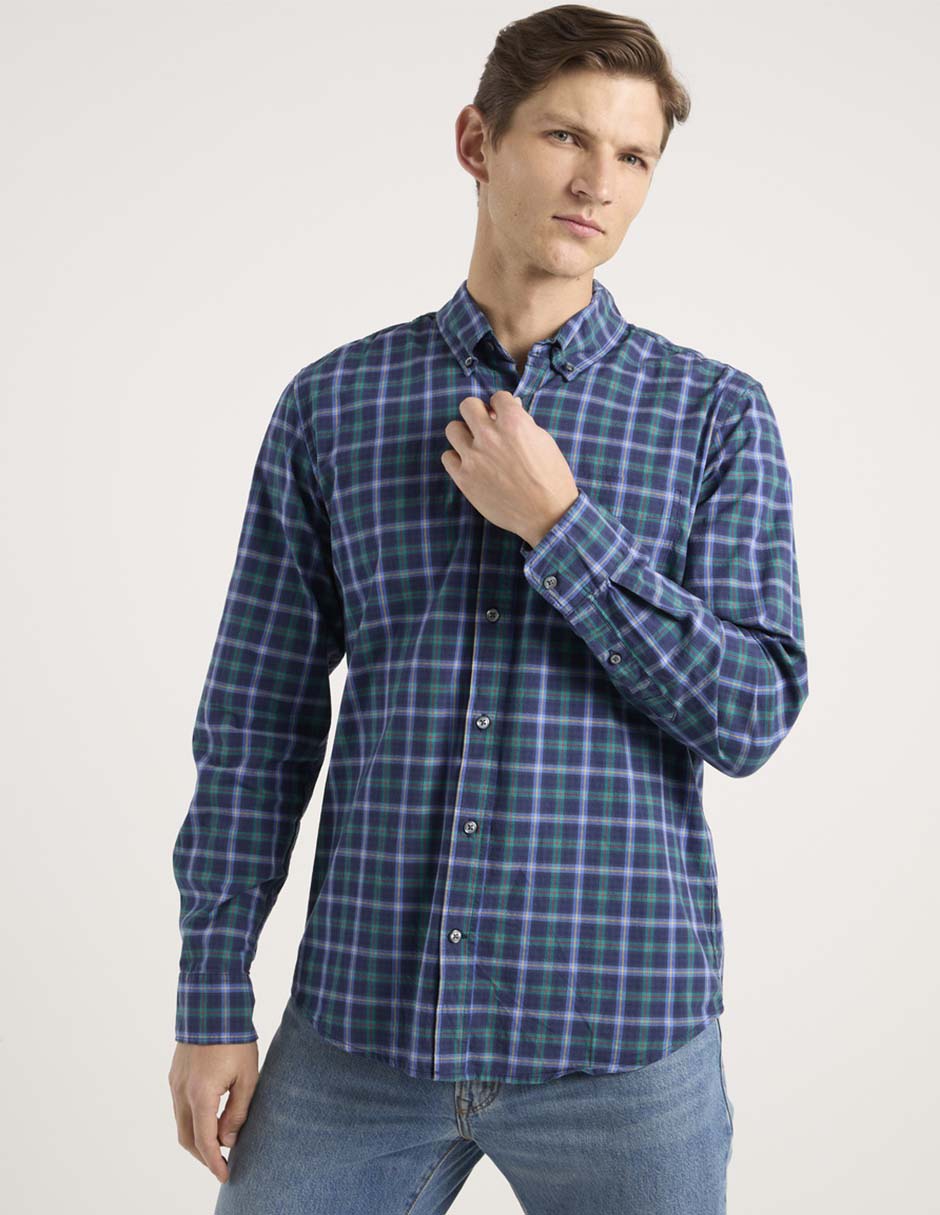 Camisa casual de algodón manga larga para hombre