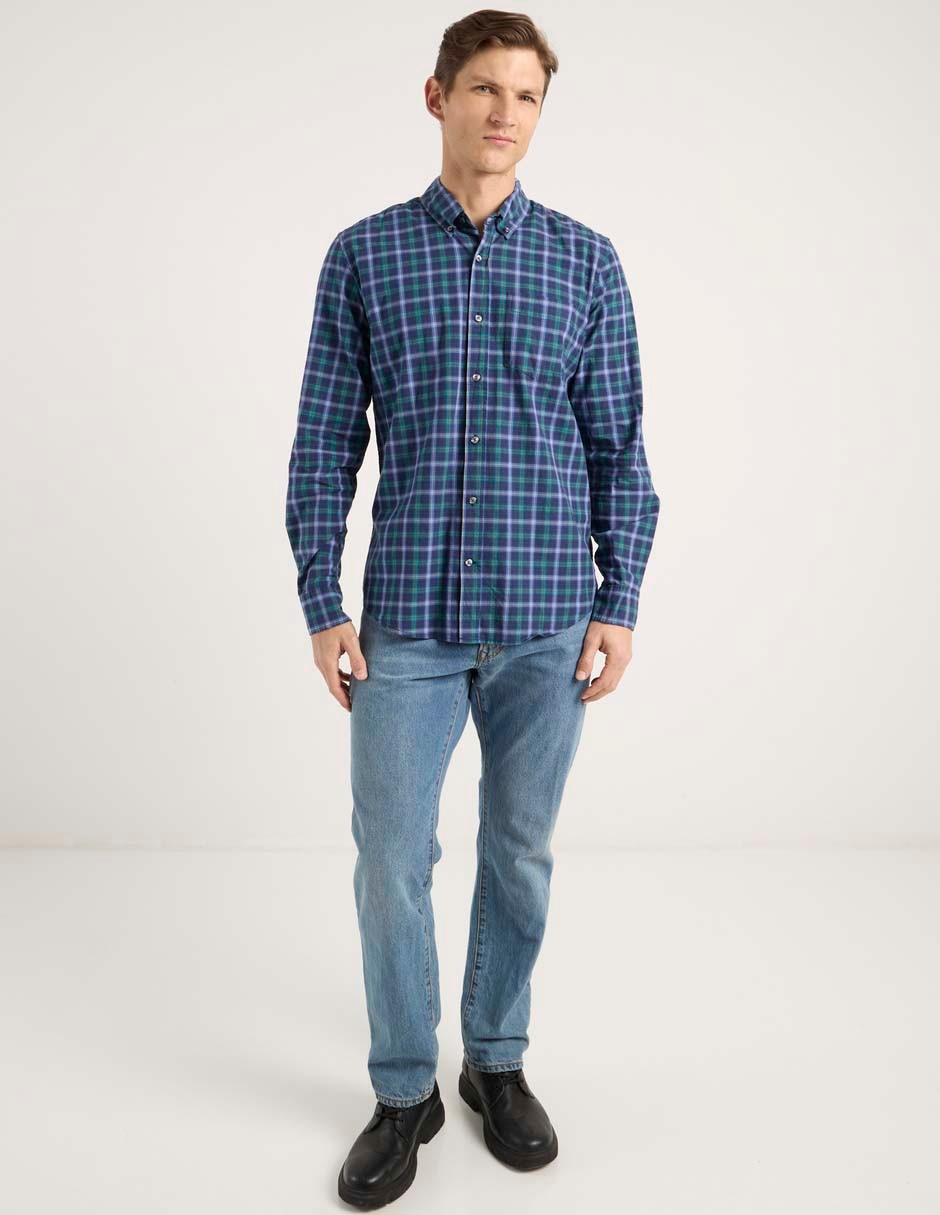 Camisa casual de algodón manga larga para hombre